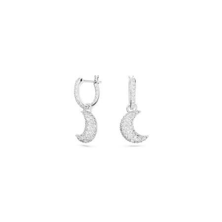 Boucles d'oreilles pendantes Swarovski Luna en métal rhodié et cristaux