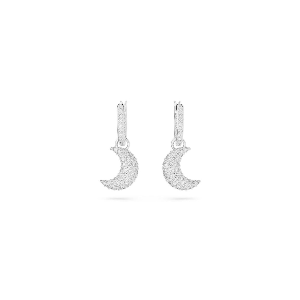 Boucles d'oreilles pendantes Swarovski Luna en métal rhodié et cristaux