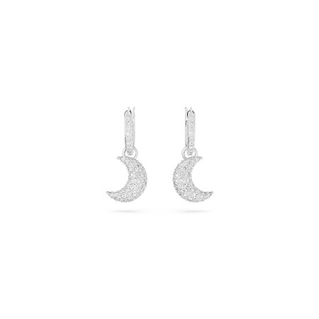 Boucles d'oreilles pendantes Swarovski Luna en métal rhodié et cristaux