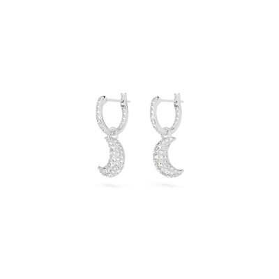 Boucles d'oreilles pendantes Swarovski Luna en métal rhodié et cristaux