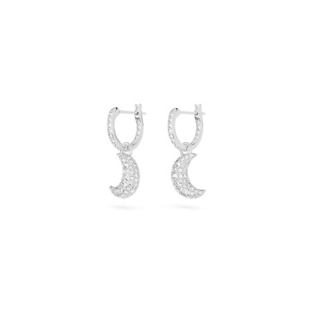 Boucles d'oreilles pendantes Swarovski Luna en métal rhodié et cristaux