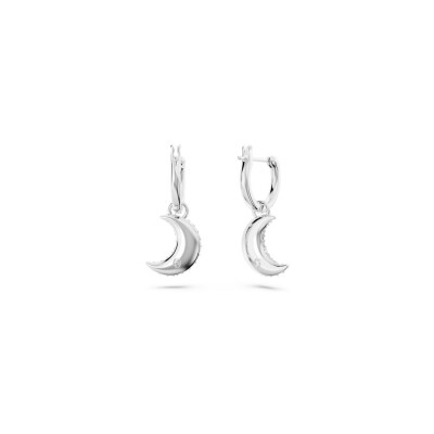 Boucles d'oreilles pendantes Swarovski Luna en métal rhodié et cristaux