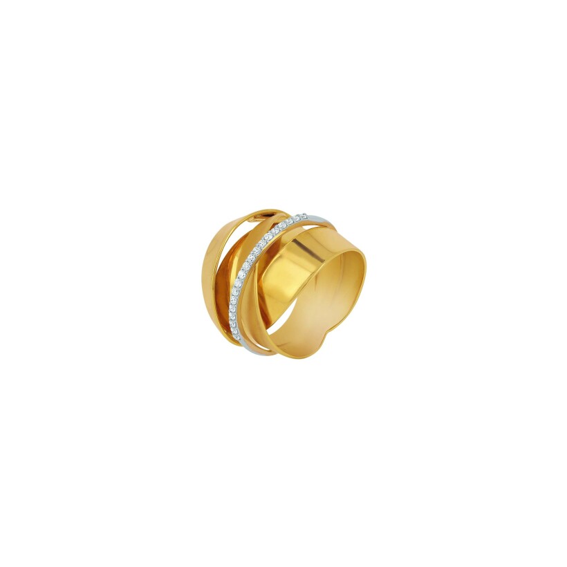 Bague Ph. Tisseront en or jaune et diamants, taille 52