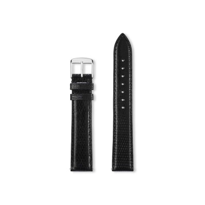 Bracelet montre Rochet Delphes en cuir de lézard brillant noir - 12mm