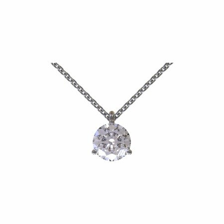 Pendentif solitaire trois griffes en or blanc et diamant de 0.4ct