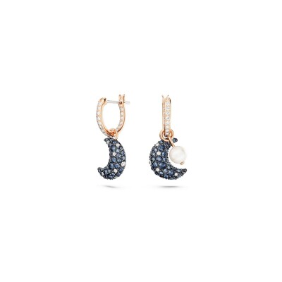 Boucles d'oreilles pendantes Swarovski Luna en plaqué or rose et cristaux