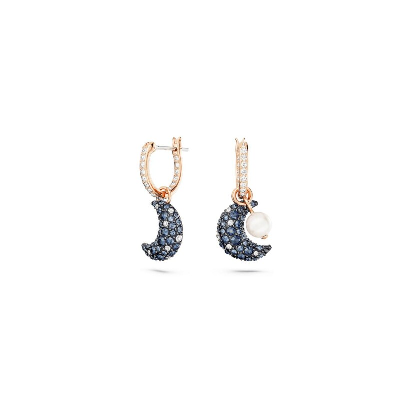 Boucles d'oreilles pendantes Swarovski Luna en plaqué or rose et cristaux