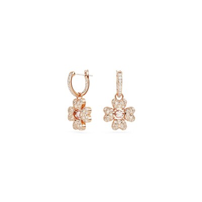 Boucles d'oreilles pendantes Swarovski Idyllia en plaqué or rose, cristaux et oxydes de zirconium