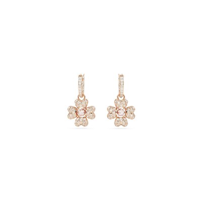 Boucles d'oreilles pendantes Swarovski Idyllia en plaqué or rose, cristaux et oxydes de zirconium