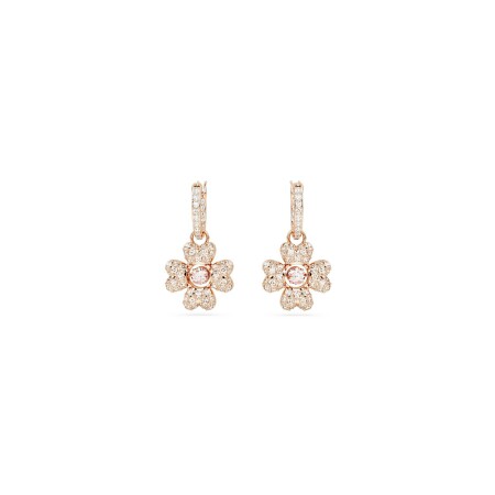 Boucles d'oreilles pendantes Swarovski Idyllia en plaqué or rose, cristaux et oxydes de zirconium