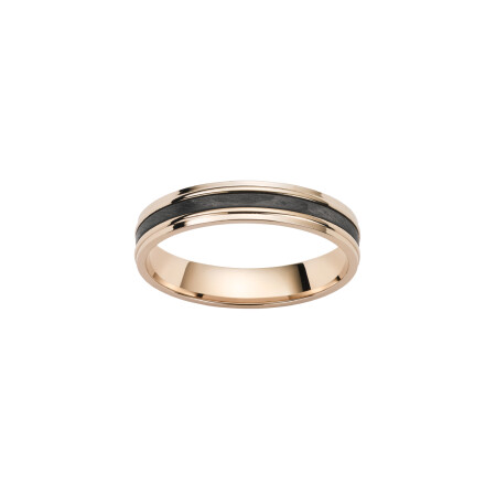 Alliance en or rose et carbone, 4.5mm