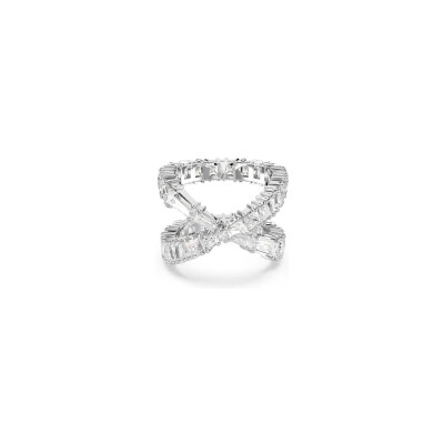 Bague Swarovski Hyperbola Infinity en métal rhodié et cristaux Swarovski, taille 58