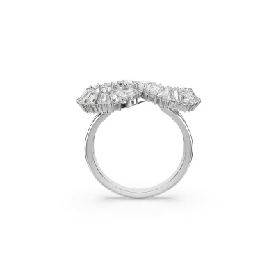 Bague Swarovski Hyperbola Infinity en métal rhodié et cristaux Swarovski, taille 60