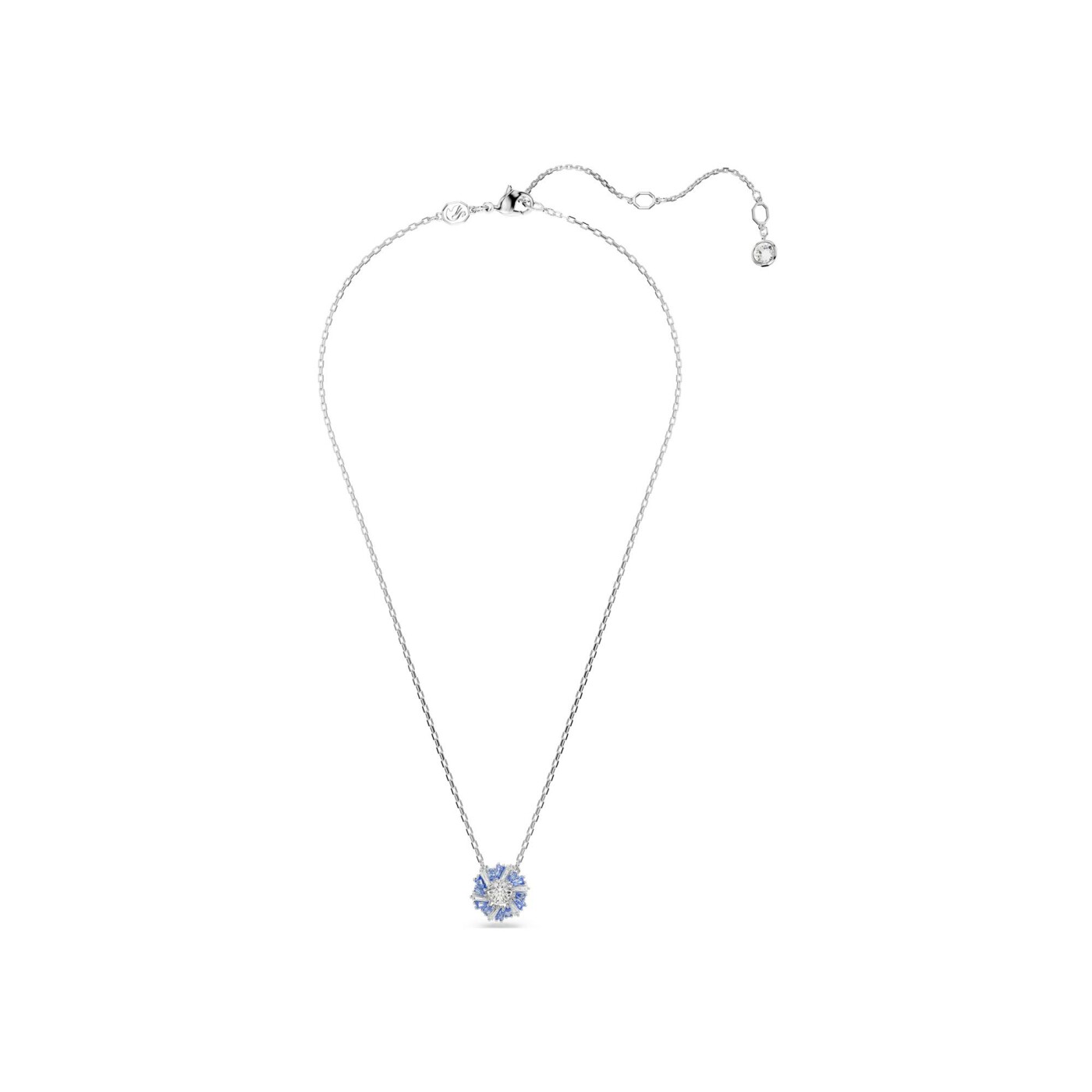 Pendentif Swarovski Idyllia Fleur bleue en métal rhodié et cristaux Swarovski