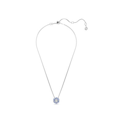 Pendentif Swarovski Idyllia Fleur bleue en métal rhodié et cristaux Swarovski