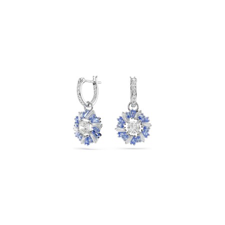 Boucles d'oreilles Swarovski Idyllia Fleurs bleues en métal rhodié et cristaux Swarovski