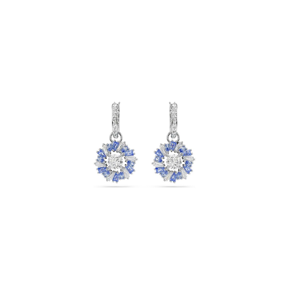 Boucles d'oreilles Swarovski Idyllia Fleurs bleues en métal rhodié et cristaux Swarovski