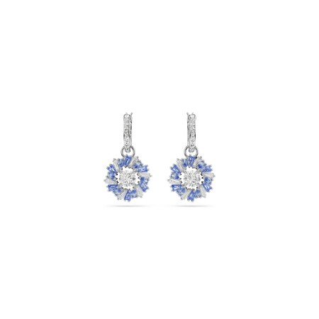 Boucles d'oreilles Swarovski Idyllia Fleurs bleues en métal rhodié et cristaux Swarovski