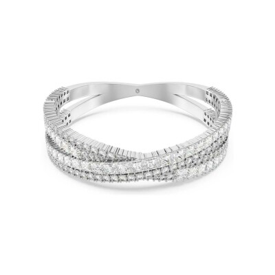 Bracelet Manchette Swarovski Hyperbola Infinity en métal rhodié et cristaux Swarovski, taille M