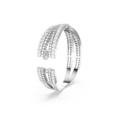 Bracelet Manchette Swarovski Hyperbola Infinity en métal rhodié et cristaux Swarovski, taille M