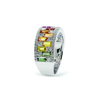 Bague Lombard Joaillier en or blanc, saphir et diamants