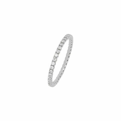 Alliance tour complet en or blanc et diamants, taille 53