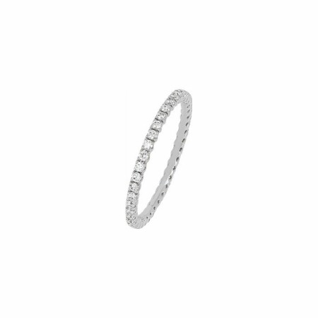 Alliance tour complet en or blanc et diamants, taille 53