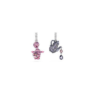 Boucles d'oreilles Swarovski Alice au pays des merveilles en métal rhodié et cristaux Swarovski