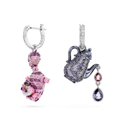 Boucles d'oreilles Swarovski Alice au pays des merveilles en métal rhodié et cristaux Swarovski