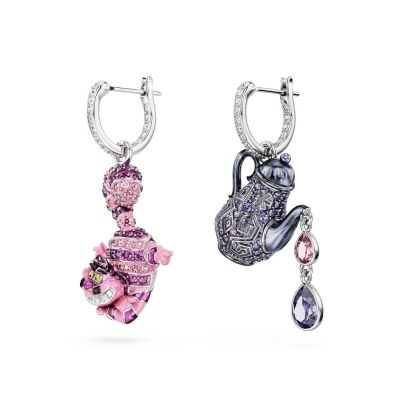 Boucles d'oreilles Swarovski Alice au pays des merveilles en métal rhodié et cristaux Swarovski