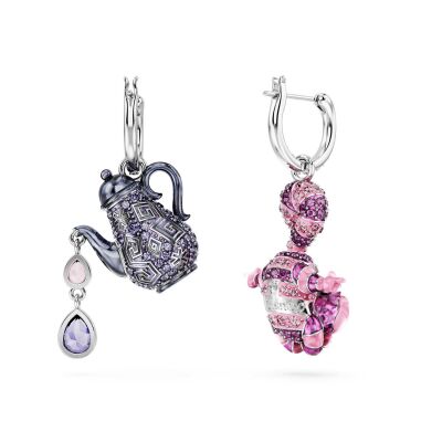 Boucles d'oreilles Swarovski Alice au pays des merveilles en métal rhodié et cristaux Swarovski