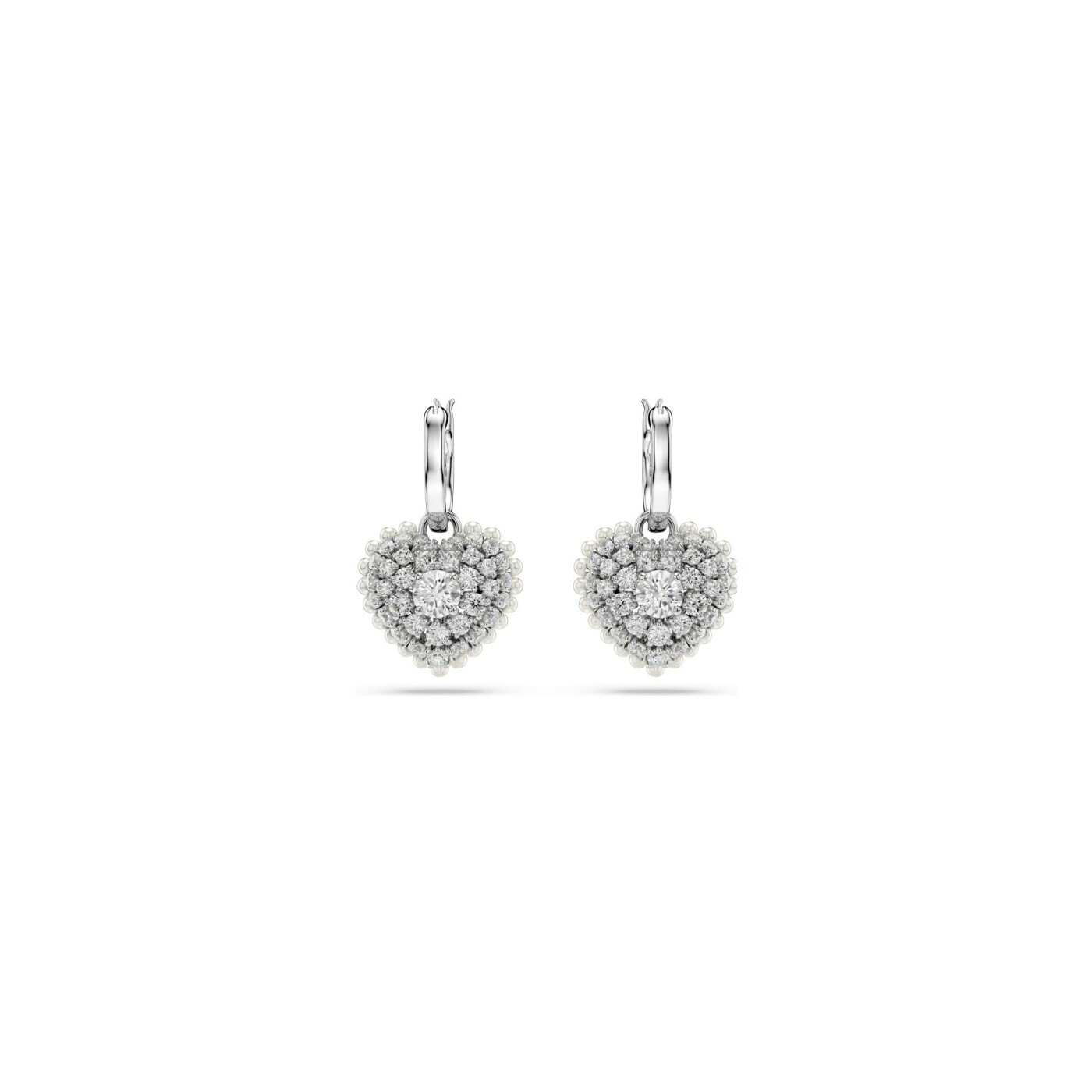 Boucles d'oreilles Swarovski Hyperbola en métal rhodié, cristaux et oxyde de zirconium