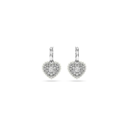 Boucles d'oreilles Swarovski Hyperbola en métal rhodié, cristaux et oxyde de zirconium