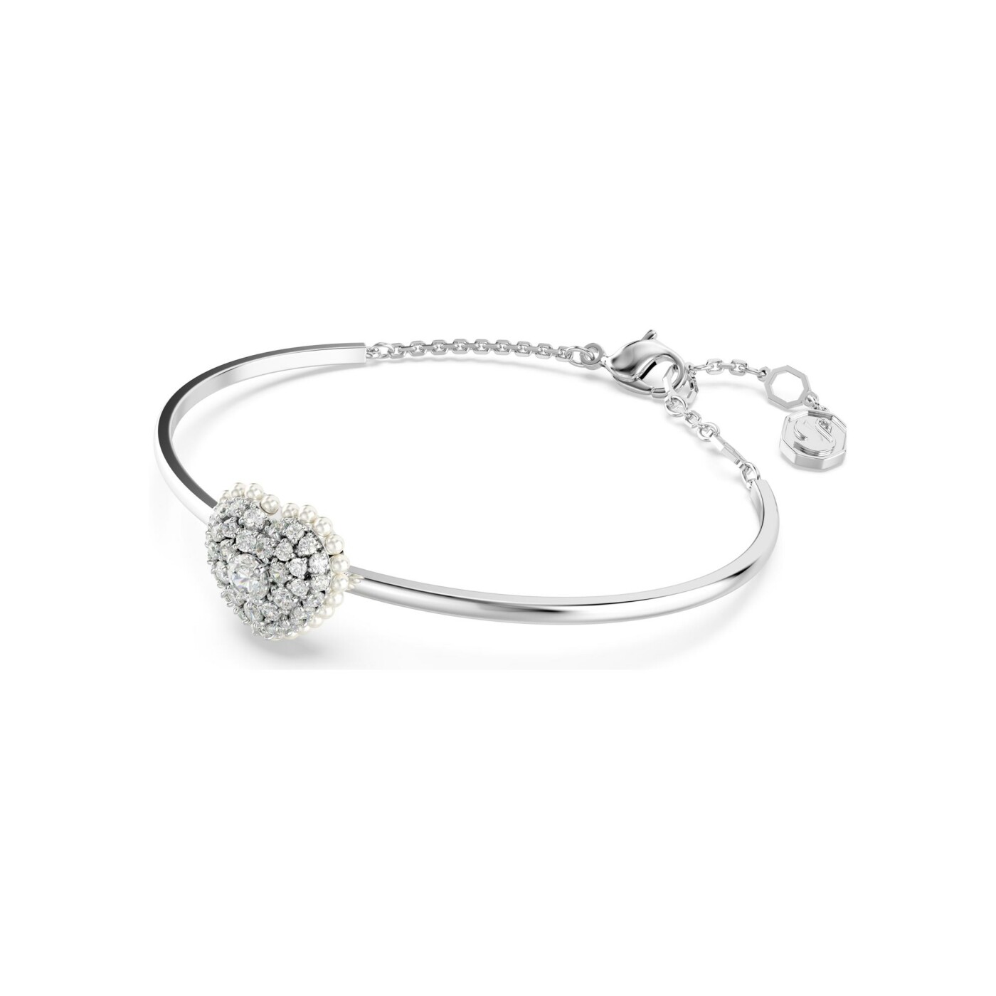 Bracelet Swarovski Hyperbola en métal rhodié, cristaux et oxyde de zirconium