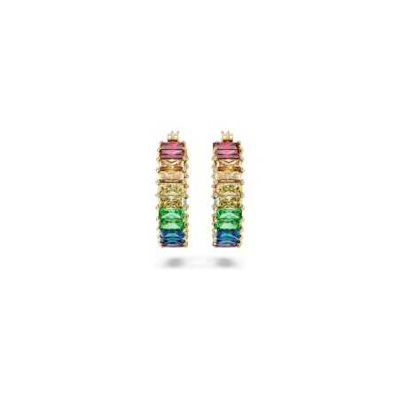 Boucles d'oreilles Swarovski Matrix Taille baguette en métal doré et cristaux Swarovski