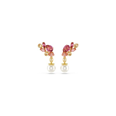 Boucles d'oreilles Swarovski Gema en métal doré, perle et cristaux swarovski