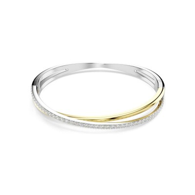 Bracelet Jonc Swarovski Hyperbola Spin en métal rhodié, métal doré et cristaux Swarovski, taille L
