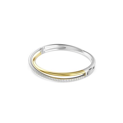 Bracelet Jonc Swarovski Hyperbola Spin en métal rhodié, métal doré et cristaux Swarovski, taille L