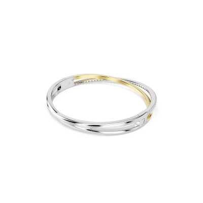 Bracelet Jonc Swarovski Hyperbola Spin en métal rhodié, métal doré et cristaux Swarovski, taille L