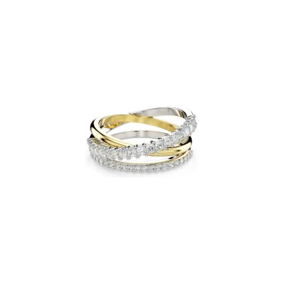 Bague Swarovski Hyperbola Spin en métal rhodié, métal doré et cristaux Swarovski, taille 60