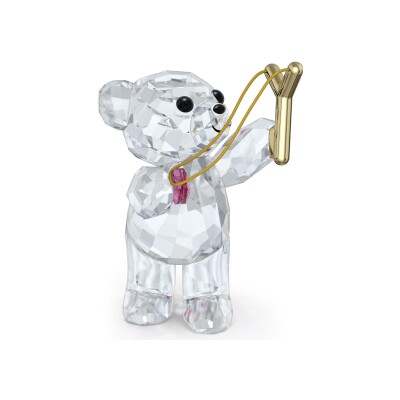 Figurine Swarovski Ourson Kris Un message d’amour en métal doré et cristaux Swarovski