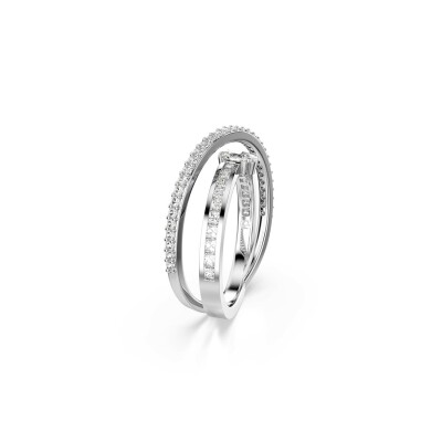Bague Swarovski Hyperbola Spin en métal rhodié et cristaux Swarovski, taille 52