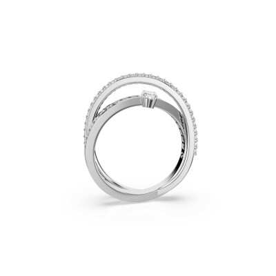 Bague Swarovski Hyperbola Spin en métal rhodié et cristaux Swarovski, taille 58