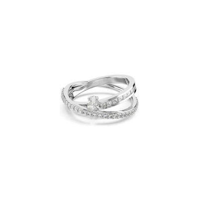 Bague Swarovski Hyperbola Spin en métal rhodié et cristaux Swarovski, taille 60