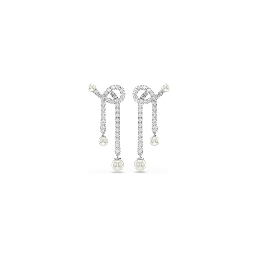 Boucles d'oreilles Swarovski Matrix en métal rhodié, perle et cristaux swarovski