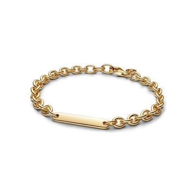 Bracelet Pandora Maillons Barre Gravable en métal doré, 18 cm