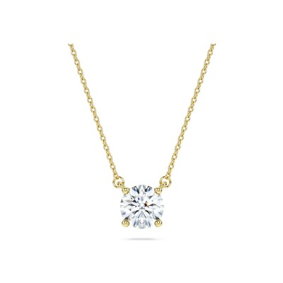 Collier solitaire Swarovski Eternity en or jaune et diamant de synthèse