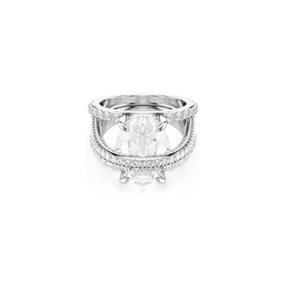 Bague Cocktail Swarovski Hyperbola Spin en métal rhodié et cristaux Swarovski, taille 55-60