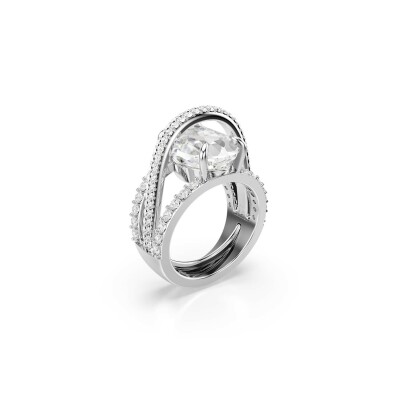 Bague Cocktail Swarovski Hyperbola Spin en métal rhodié et cristaux Swarovski, taille 55-60