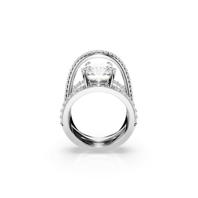 Bague Cocktail Swarovski Hyperbola Spin en métal rhodié et cristaux Swarovski, taille 55-60